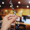 Elegant cow print acetate hair stick with a twisted minimalist design for bun hairstyles - 6# Black White Marble