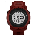 Fashionable red outdoor sports watch with digital step counter and luminous display for teens - Red White Screen
