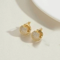 Elegante goldene Creolen mit funkelndem Pavé-Besatz aus Zirkonia-Steinen für Damen - 14K Gold Runde Creolen