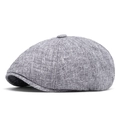 Light gray cotton linen newsboy cap with classic retro herringbone texture - Dark Gray