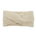 Crèmekleurige gebreide hoofdband met gedraaid ontwerp en geribbelde textuur voor dames - Beige