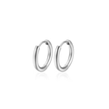 Minimalist silver stainless steel hoop earrings with polished finish on white background - 16mm Pair / Silver