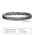 Herren Vintage Edelstahl Panzerarmband in Silberoptik, 8,5 mm Breite und 21 cm Gesamtlänge - 8.5mm*21cm / Silbergrau