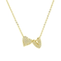 Golden double heart necklace with sparkling zircon pavé on a classic cross chain - Letter V