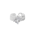 S925 zilveren open ring met rechthoekige zirkoon en dubbele textuur touwontwerp - Verstelbaar Open / Zilver [Witte Zirkonia]