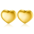 Chic 3D heart-shaped stainless steel stud earrings in polished golden metallic finish - 3D Matte Gold Heart