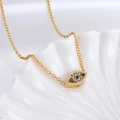 Goldene Edelstahlkette mit blauem Evil-Eye-Anhänger und funkelnden weißen Zirkonia-Steinen - Marquise Kleiner Böser Blick