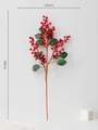 Red 64cm Christmas berry branch with green leaves for holiday tree and window decor - Style B