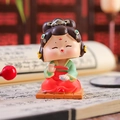 Traditional Chinese style figurine of a lady in a green top and red skirt sitting - 1056-3B Playing Chess
