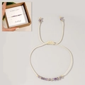 Adjustable February Amethyst bead bracelet with gold accents and birthstone gift card - February-Amethyst (Boxed Set)