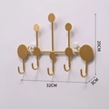 Modern gold wall mounted coat rack with 5 hooks and minimalist disk design for entryways - Gold Small Round Hook