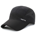 Men's black quick-dry baseball cap with side laser-cut ventilation and white lettering - Adjustable / Black