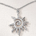 Retro zonne-werveling hanger ketting voor heren met artistiek etnisch ontwerp - Zilver