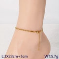 Tobillera minimalista de acero inoxidable dorado con cadena de cuerda trenzada - 3mm 23cm+5cm / Dorado