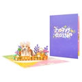 3D pop-up Easter card featuring a cute Corgi with rabbit ears and colorful eggs - Easter Corgi