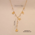 Gouden roestvrijstalen Y-ketting met zeester, schelp en parelhangers in 40+5cm lengte - 2# Zeester & Zeevis / Goud