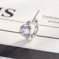 Élégante créole minimaliste en argent sterling S925 avec une pierre ronde claire brillante - Boucle d'Oreille Style Bague Diamant (A-1136-Seule) / Pièce Unique / Argent
