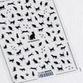 Minimalist black cat silhouette 5D nail art stickers with paw prints TS-426 design - TS-426 Cat Silhouette