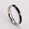 Anello minimalista in acciaio inossidabile con inserto in smalto nero per coppie in argento - n.5 / Smalto Nero Acciaio