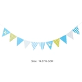 Blue and green bear theme birthday banner bunting with Happy Day prints and size markings - Blue Rocking Horse Triangle Bunting