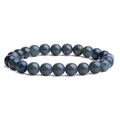 Deep green natural stone bead bracelet with polished 8mm beads and glass-like finish - Dark Moss Agate