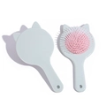 Cute light blue cat-ear hairbrush with pink air cushion and massage bristles - Blue Cat with Pink Cushion