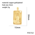 Golden rectangular tarot pendant in copper gold plating with dimensions 30mm x 15mm - Magician