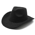 Klassischer schwarzer Western Cowboyhut aus Lammwolle mit Pelzstruktur für Damen - M (56-58cm) / Schwarz