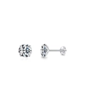 Klassische S925 Sterlingsilber Ohrstecker mit funkelndem Zirkonia in einer 4-Krallen-Fassung - 7mm