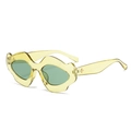 Translucent yellow wavy frame sunglasses with green lenses and gold star detail - Transparent Green Frame Green Lens