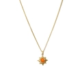 Collier plaqué or 18 carats avec pendentif soleil en pierre orange sur fond blanc - Rayon de Soleil Pierre Gemme Orange (SN23090605)