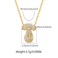 Detail view of gold-plated letter T pendant with zircon inlay and exact dimensions - Letter T Style (KN0422-T)