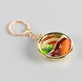 Miniature braised pork bowl keychain with golden ring and realistic resin food charms - Braised Pork Hot Pot / Gold Key Ring Style
