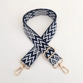 Adjustable wide shoulder strap with blue and white wave pattern and gold hooks - A12 Blue