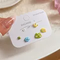 Set de 6 pendientes de aleación con motivos de corona y rana sobre postes de plata 925 - Colección de Ranas