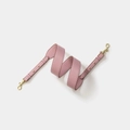 Adjustable pink leather shoulder strap with gold metal hooks and fine stitching details - Pink with Gold Buckle