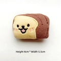 Close-up of toast bread plush pin with cute embroidery, 4cm height and 5.5cm width - Toast