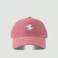 Pink oversized cotton baseball cap featuring white MW embroidered logo and curved brim - WM Script-Raspberry Red