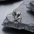 Snake zircon stud earring in stainless steel with black stone and 1.04cm width dimensions - Silver Snake with Black Tear Drop Gemstone (S517)