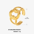 18K gold plated stainless steel intertwined chain ring with adjustable open band design - Adjustable Open / Gold