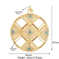 Golden North Star mushroom pendant with turquoise and rhinestones, size 30x37mm - L243443-Gold Hollow Turquoise Round