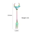 Rainbow stainless steel fruit fork with decorative bull head topper, 13.8cm length - Rainbow-Fork