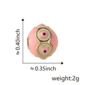 Pink evil eye enamel bead charm in copper with gold trim for DIY jewelry making - Pink