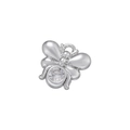Macro view of silver butterfly pendant with micro-pave cubic zirconia inlay - White Gold Bee