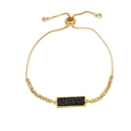 Adjustable 18k gold-plated slider bracelet featuring a rectangular black stone charm - Black