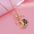 18K gold plated necklace featuring star moon pendant with blue cubic zirconia - Blue Bead/Star Moon