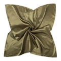 Close-up of olive green satin square scarf showing smooth texture and elegant silk sheen - Army Green