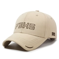 Beige baseball cap with 3D FBXS embroidery and curved brim for outdoor sun protection - Adjustable / Khaki