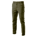 Detail of high-quality dark olive men's chino trousers with fine twill fabric texture - Army Green