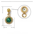 Detail of 15mm stainless steel and green natural stone pendant with built-in rubber plug - Sunburst Design Inlaid Natural Green Stone (YF356x3)